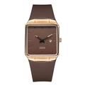 Orologio al quarzo quadrato GEDI minimalista con cinturino marrone in silicone e cassa rosa - Cassa in Oro Rosa Quadrante Marrone Cinturino Marrone