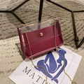 Sac bandoulière transparent en PVC avec pochette intérieure bordeaux et chaîne dorée - Rouge