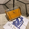 Sac bandoulière minimaliste en PVC transparent avec pochette jaune et chaîne dorée - Jaune