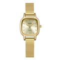 Orologio al quarzo quadrato dorato da donna con elegante cinturino in maglia milanese - Cassa Oro Quadrante Oro