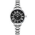 GEDI luxury quartz watch featuring a black dial with silver alloy link strap for women - Silver Strap Black Dial