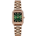 Orologio da donna in acciaio oro rosa con quadrante verde e lunetta di cristalli - Quadrante Verde