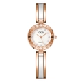 Elegante orologio al quarzo in oro rosa e ceramica bianca da donna con indici in cristallo - Oro Rosa / Quadrante Bianco