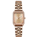 Orologio rettangolare in oro rosa da donna con quadrante verde e lunetta in cristallo - Quadrante Oro Rosa