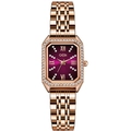 Orologio quadrato da donna in oro rosa con quadrante viola e lunetta con strass - Quadrante Rosa Rosso