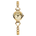 Orologio al quarzo dorato da donna con cinturino a cuore traforato e cristalli bianchi - Cassa Oro Quadrante Oro