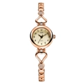 Orologio al quarzo oro rosa da donna con maglie a cuore e dettagli in cristallo - Cassa Oro Rosa Quadrante Oro