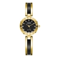 Orologio al quarzo GEDI elegante con quadrante nero e cinturino in acciaio dorato - Cinturino Oro Quadrante Nero