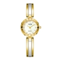 GEDI luxury women's quartz watch featuring gold and white bracelet with crystal markers - Gold Strap White Dial
