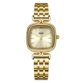 Orologio al quarzo quadrato dorato da donna con classico cinturino a maglie in metallo - Quadrante Dorato Cassa Dorata Cinturino in Acciaio Oro