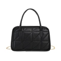 Quilted black mini handbag with gold chain strap and top handle for women - Black