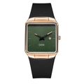 Orologio al quarzo quadrato minimalista con cassa oro rosa, quadrante verde e cinturino nero - Cassa in Oro Rosa Quadrante Verde Cinturino Nero