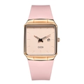 GEDI Women's Square Watch with Pink Silicone Strap and Rose Gold Case featuring Calendar - Rose Gold Case Pink Dial Pink Strap