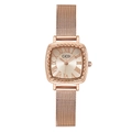 Orologio donna elegante in oro rosa con lunetta a corda e cinturino in maglia metallica - Cassa Oro Rosa Quadrante Oro Rosa Cinturino Oro Rosa