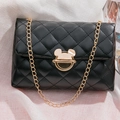 Borsa a tracolla trapuntata nera con chiusura a rotazione dorata Mickey - Nero