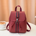 Mini zaino bordeaux in pelle con nastro a righe e fibbia metallica vintage - Borgogna