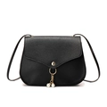 Borsa a tracolla nera classica con elegante chiusura dorata e pendente a doppia perla - Nero