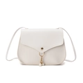 Borsa a tracolla bianca a semicerchio con chiusura dorata e ciondoli a perla - Bianco