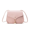 Borsa a tracolla rosa in pelle PU con patta a busta e ciondoli di perle metalliche - Rosa