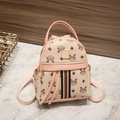 Mini pink backpack with monogram print and iconic green and red stripe design - White Pink