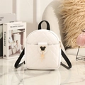 White quilted mini backpack with Mickey metal buckle and gold star pendant charm - White