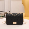 Classic black quilted leather crossbody bag with gold chain strap and turn-lock closure - Black
