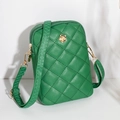 Mini sac à bandoulière matelassé vert avec camélia doré et bandoulière réglable - Vert