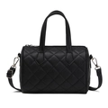 Classic black quilted Boston bag with top handles and a detachable shoulder strap - Black