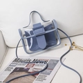 Mini sac à main transparent bleu clair en PVC avec pochette interne et bandoulière fine - Bleu