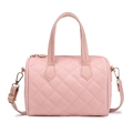 Pale pink quilted Boston handbag with gold-tone hardware and adjustable shoulder strap - Pink