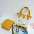 Transparente Daisy-Handtasche mit leuchtend gelber Innentasche und modischer Kette - Gelb