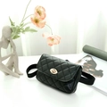 Chic black quilted waist bag for women featuring a gold turn-lock and adjustable strap - Black
