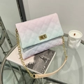 Chic quilted crossbody bag with pastel pink green and purple gradient finish - Gradient 3