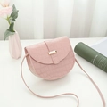 Pink faux leather saddle bag with crocodile texture and gold buckle detail - Pink