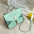 Petit sac bandoulière vert menthe avec texture lézard et détails zébrés contrastés - Vert