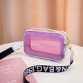 Sac bandoulière transparent violet avec bordure argentée et large sangle stylée - Violet