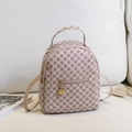 Mini zaino in pelle rosa con stampa logo geometrica e cerniera in metallo oro - Rosa