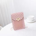Borsa porta cellulare rosa in pelle PU con motivo geometrico e catena dorata - Rosa