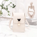 Chic cream white mini crossbody bag with golden mouse pendant and thin shoulder strap - White