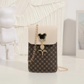 Vintage crossbody phone bag with floral print, beige flap and gold chain strap - White