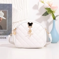 Elegant white crossbody shell bag with diamond stitching and golden star pendant - White