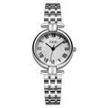 GEDI vintage silver stainless steel watch with Roman numerals and sunburst dial - Silver Case White Dial Silver Strap
