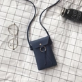 Mini sac à bandoulière bleu marine pour téléphone avec anneau doré élégant - Bleu foncé