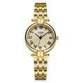 GEDI vintage women's gold quartz watch with Roman numerals and steel link bracelet - Gold Case Gold Dial Gold Strap