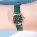 Orologio al quarzo da donna quadrato con cinturino in pelle verde scuro e cassa oro rosa - Cassa Oro Rosa Quadrante Verde Cinturino Verde