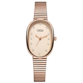 Rose gold oval watch for women with mother-of-pearl dial and diamond hour markers - Rose Gold Band Rose Dial