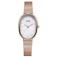 Elegant rose gold oval watch with mother of pearl dial and sparkling diamond indices - Rose Gold Band White Dial