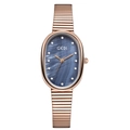 Montre ovale pour femme avec cadran en nacre bleue et bracelet en métal doré rose - Bracelet Or Rose Cadran Bleu