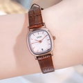 Orologio quadrato GEDI lusso con cassa in oro rosa, quadrante rosa e cinturino - Cassa Oro Rosa Quadrante Bianco Cinturino Caffè