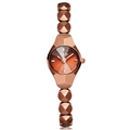 Elegant rose gold geometric bracelet watch for women with quartz movement and diamond cut case - Steel Brown